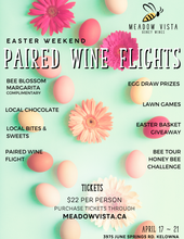 Load image into Gallery viewer, Easter in East Kelowna Winery Experience; Wine Flight Paired with Local Sweet &amp; Savoury Bites!
