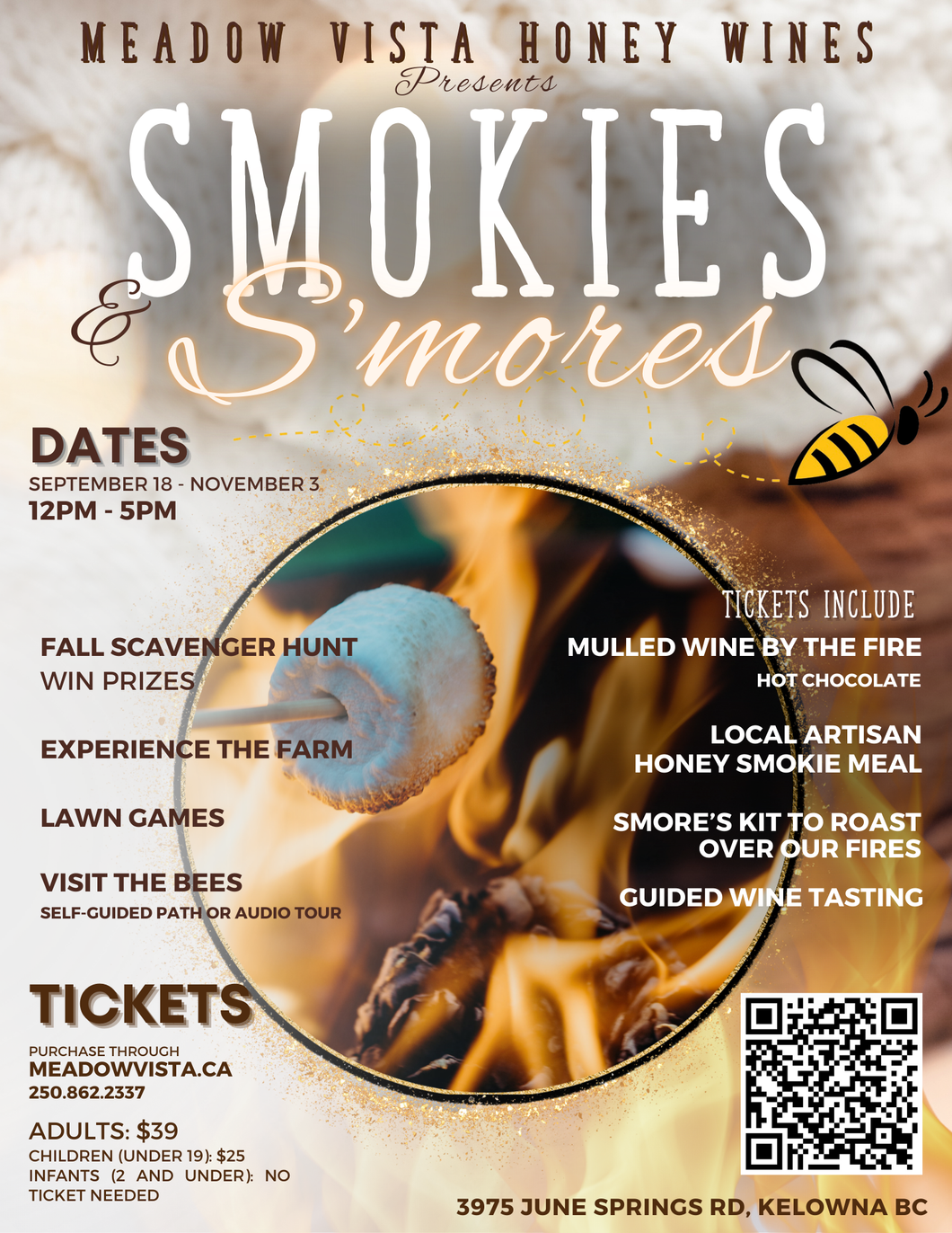STARTS SEPTEMBER 18th! Smokies and S'mores! Fall experience on the Farm
